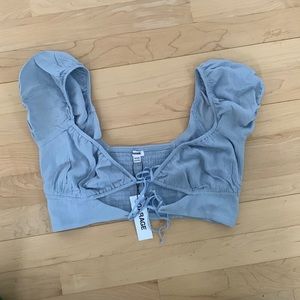 Garage pale blue crop top (puff sleeves) - size XS